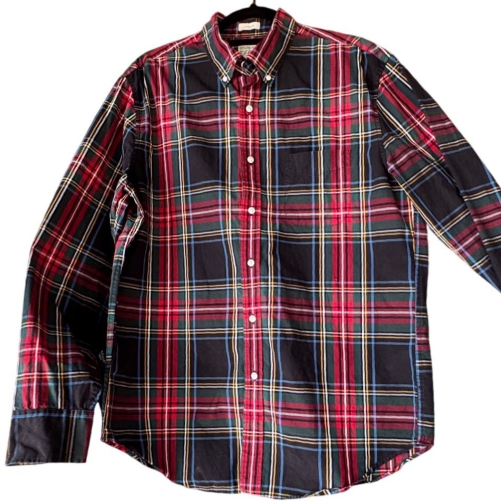 J.Crew Mens Large Multicolor Plaid Secret Wash Stretch Button Down Shirt BB804